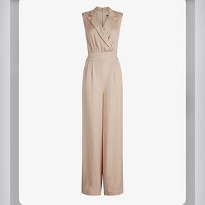 Express linen blend wide leg blazer jumpsuit